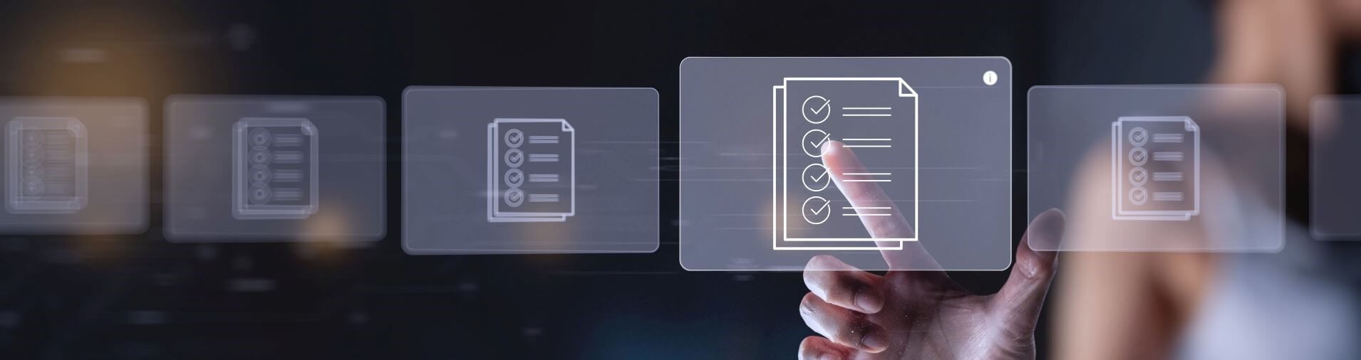 Finger tapping on screen with illustrations of a document